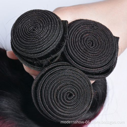 100% Virgin Cuticle Aligned Hair Modern Show Raw Human Hair Weave Cheap Ombre Color 1B/99J Body Wave Peruvian Hair Bundles